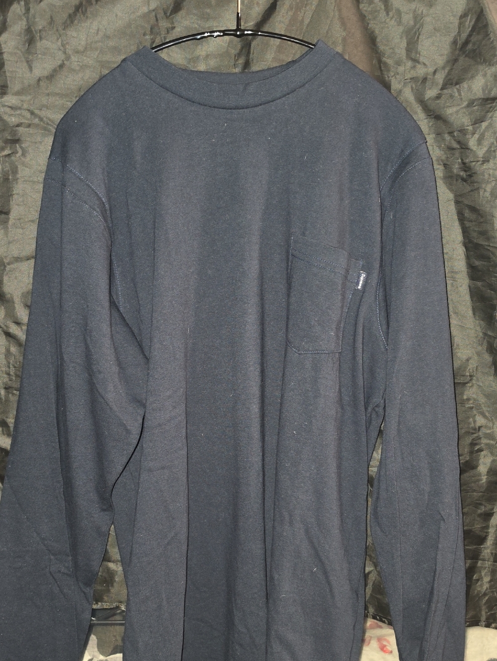 Supreme Navy Blue Long Sleeve Pocket Tee